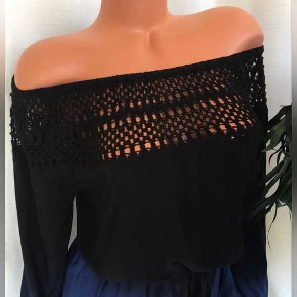 Victoria's Secret, Black/Blue Ombre, Off Shoulder, Cover-up/Romper, Size Small - Picture 3 of 10